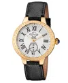 Gv2 By Gevril Women's Astor Swiss Quartz Diamond Accents Black Genuine Leather Strap Watch 40mm In Silver