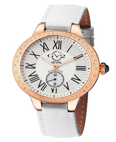 Gv2 By Gevril Women's Astor White Genuine Leather Watch 40mm