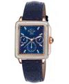 Gv2 By Gevril Women's Bari Sparkle Swiss Quartz Blue Leather Watch 37mm In Blue