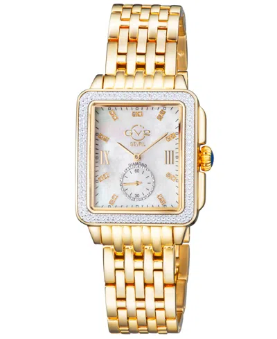 Gv2 By Gevril Women's Bari Tortoise Swiss Quartz Diamond Accents Ion Plating Gold-tone Stainless Steel Bracelet Wa In Silver
