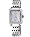 Gv2 By Gevril Women's Bari Tortoise Swiss Quartz Diamond Accents Silver-tone Stainless Steel Bracelet Watch 34mm X In Silver