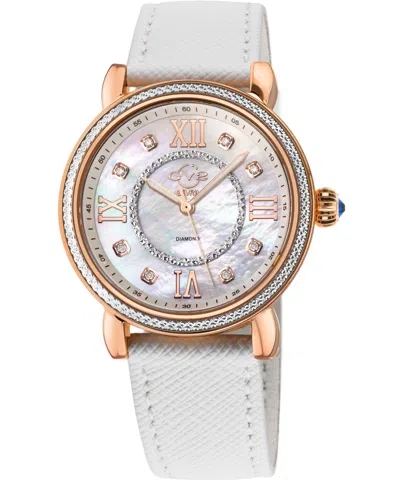 Gv2 By Gevril Women's Marsala Swiss Quartz White Faux Leather Watch 37mm