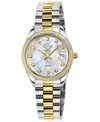 Gv2 By Gevril Women's Naples Swiss Quartz Diamond Two-toned Ss Ipyg Stainless Steel Bracelet Watch 32mm In Silver