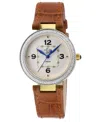 Gv2 By Gevril Women's Piemonte Swiss Quartz Diamond Accents Light Brown Italian Leather Strap Watch 36mm In Two Tone Gold