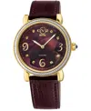Gv2 By Gevril Women's Ravenna Swiss Quartz Maroon Leather Watch 37mm In Gold
