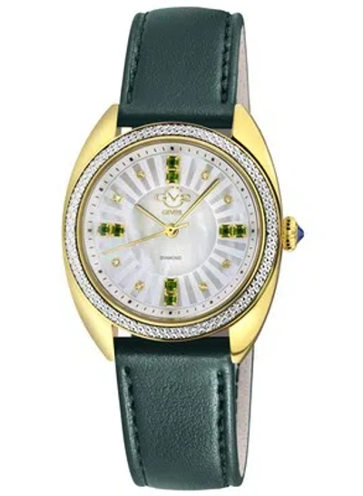 Pre-owned Gv2 By Gevril Womens 13105-v5 Palermo Diamond Mop Dial Vegan Leather Swiss Watch