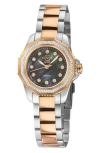 Gv2 Cortina Mother-of-pearl Diamond Two-tone Bracelet Watch, 30mm In Gold