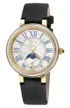 Gv2 Genoa Diamond Embellished Leather Strap Watch, 37mm In Black