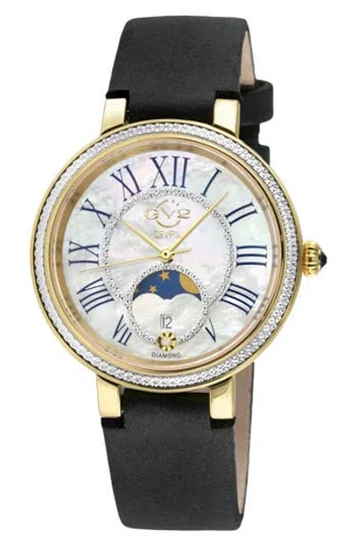 Gv2 Genoa Diamond Embellished Leather Strap Watch, 37mm In Black