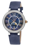 Gv2 Genoa Diamond Embellished Leather Strap Watch, 37mm In Blue