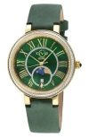 Gv2 Genoa Diamond Embellished Leather Strap Watch, 37mm In Green
