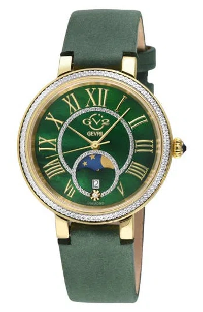 Gv2 Genoa Diamond Embellished Leather Strap Watch, 37mm In Green