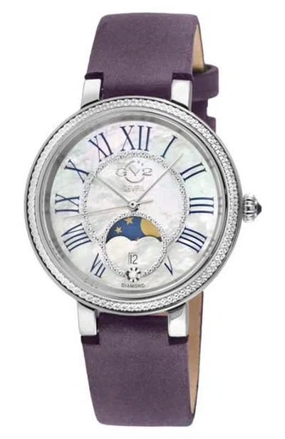 Gv2 Genoa Diamond Embellished Leather Strap Watch, 37mm In Purple