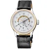 Gv2 Giromondo Men's Watch Silver Dial Black Calfskin Leather Strap In Black