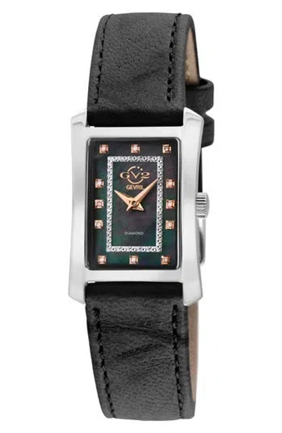Gv2 Luino Diamond Embellished Leather Strap Watch, 23mm X 29mm In Black
