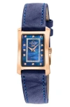 Gv2 Luino Diamond Embellished Leather Strap Watch, 23mm X 29mm In Blue