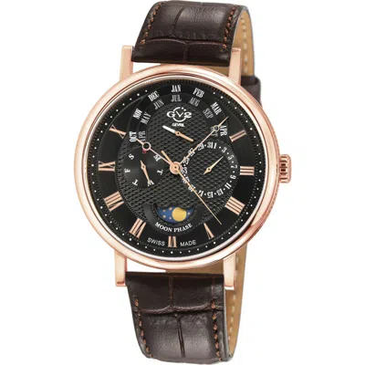 Gv2 Maestro Croc Embossed Leather Strap Watch, 42mm In Brown