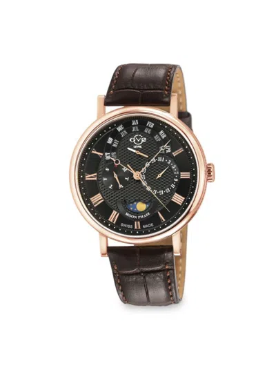 Gv2 Maestro Rose Gold-tone Stainless Steel & Leather-strap Watch/42mm In Brown