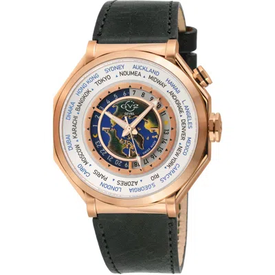 Gv2 Marchese Worldtimer Leather Strap Watch, 44mm In Green