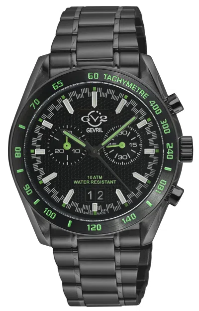 Gv2 Men's Freccia Ss Satin And Polished Case With Black Inlay, Black Dial, Ss/ipbk Bracelet. In Neutral