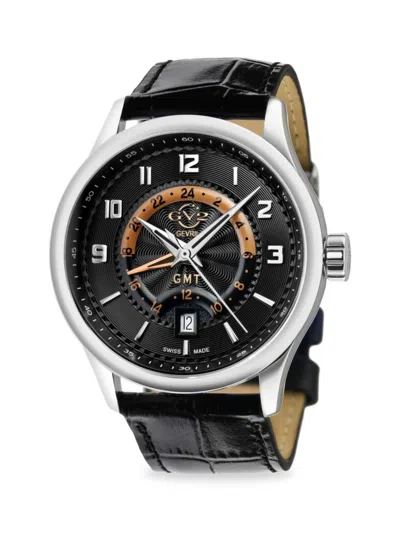 Gv2 Men's Giromondo 42mm Stainless Steel & Leather Strap Analog Watch In Black