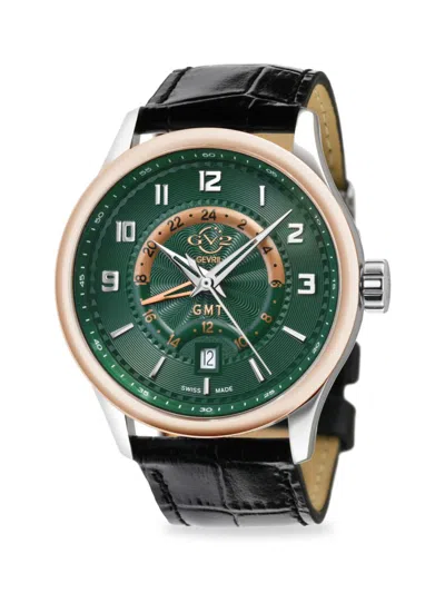 Gv2 Men's Giromondo 42mm Two Tone Ip Stainless Steel & Leather Strap Watch In Green