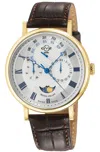 Gv2 Men's Maestro Ipyg Case, White Textured Dial, Dark Brown Handmade Italian Leather Strap.