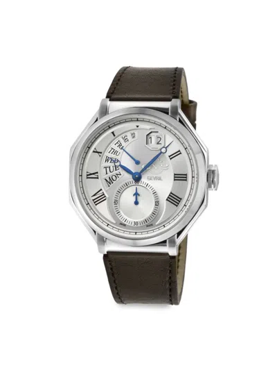 Gv2 Men's Marchese 44mm Stainless Steel & Leather Strap Watch In Silver
