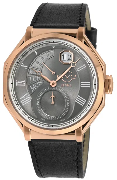 Gv2 Men's Marchese Iprg Case, Black Dial Watch, Genuine Italian Black Leather Strap