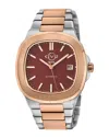 Gv2 Automatic Men's Potente Burgundy Dial 316l Stainless Steel Two Toned Iprg Bracelet Watch