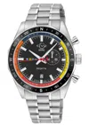 Gv2 Men's Regatta 316l Ss Case, Ceramic Black Top Ring, Black Dial,gray Counter, 316l Stainless Steel Br