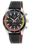 Gv2 Men's Regatta 316l Ss Case, Ceramic Black Top Ring, Black Dial,gray Counter, Black Handmade Italian 