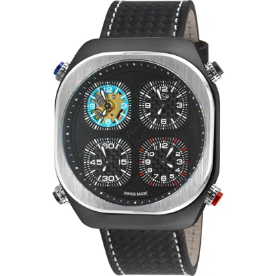 Gv2 Mens Swiss Quattro 4 Time Zones In Black
