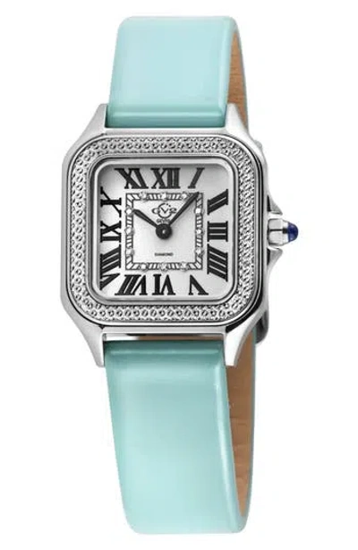 GV2 GV2 MILAN DIAMOND EMBELLISHED LEATHER STRAP WATCH, 27.5MM