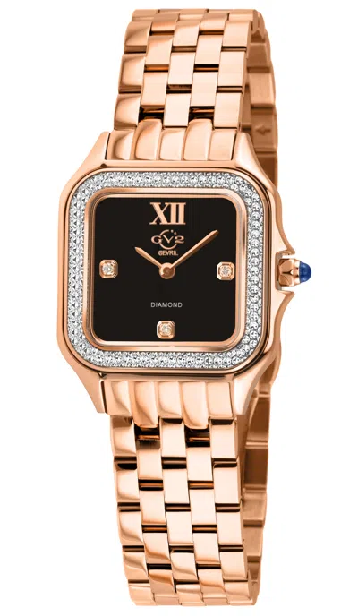 Gv2 Milan Women's Iprg 316l Stainless Steel, Black Onyx Dial, Iprg Stainless Steel Bracelet Watch In Gold
