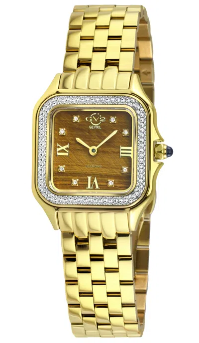 Gv2 Milan Women's Tiger Eye Dial Ipyg Stainless Steel Bracelet Watch In Burgundy