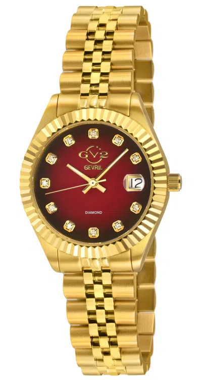 Gv2 Naples Women's Red Dial Yellow Gold Watch In Orange