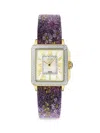 GV2 PADOVA 30MM SAPHHIRE CRYSTAL & FLORAL LEATHER STRAP WATCH
