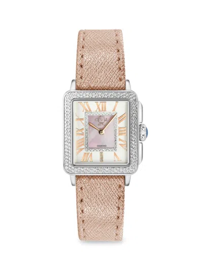 Gv2 Padova 30mm Sapphire Crystal & Leather Strap Watch In Pink