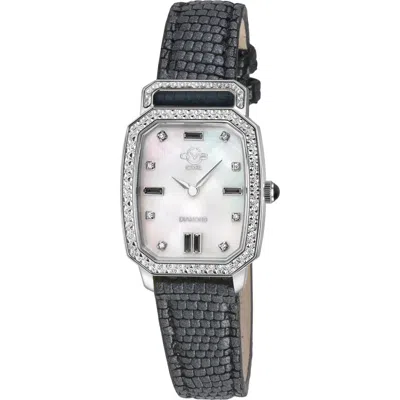 Gv2 Pavia Diamond Leather Strap Watch, 25mm X 29mm In Black/mother Of Pearl