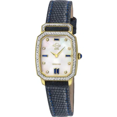 Gv2 Pavia Diamond Leather Strap Watch, 25mm X 29mm In Blue