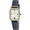 Gv2 Pavia Diamond Leather Strap Watch, 25mm X 29mm In Blue/mother Of Pearl