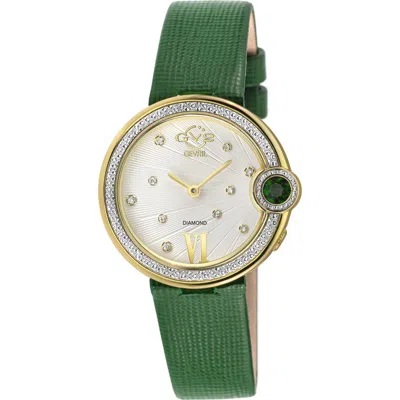 Gv2 Perugia Diamond Leather Strap Watch, 33mm In Green