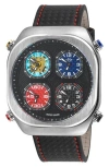 Gv2 Quattro Zone Leather Strap Watch, 54mm In Black