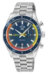 Gv2 Regatta Stainless Steel Swiss Quartz Bracelet Watch, 42mm In Blue/stainless Steel