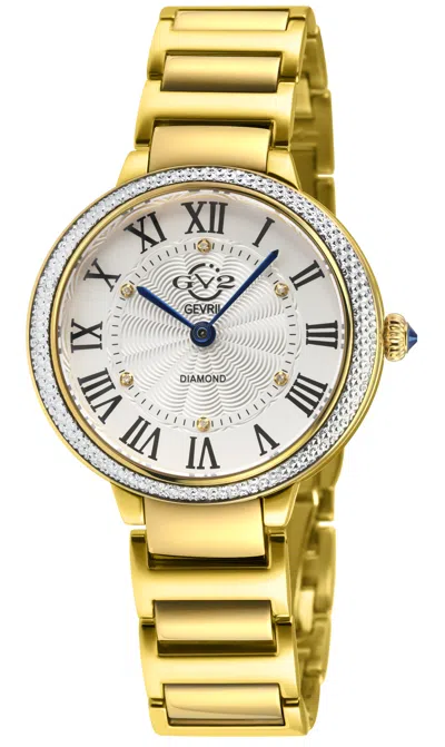 Gv2 Rome Brillante Women's Diamond 316l Stainless Steel Case,white Dial, 316l Stainless Stee Ipyg Watch In Gold