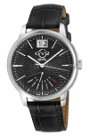 Gv2 Rovescio Croc Embossed Leather Strap Watch, 42mm In Black