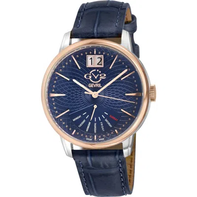 Gv2 Rovescio Croc Embossed Leather Strap Watch, 42mm In Blue