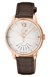 Gv2 Rovescio Croc Embossed Leather Strap Watch, 42mm In Brown