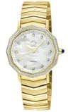 Gv2 Spello Ii Women's Ip Gold Case, White Mop Dial, Ip Gold Bracelet Watch In Gold